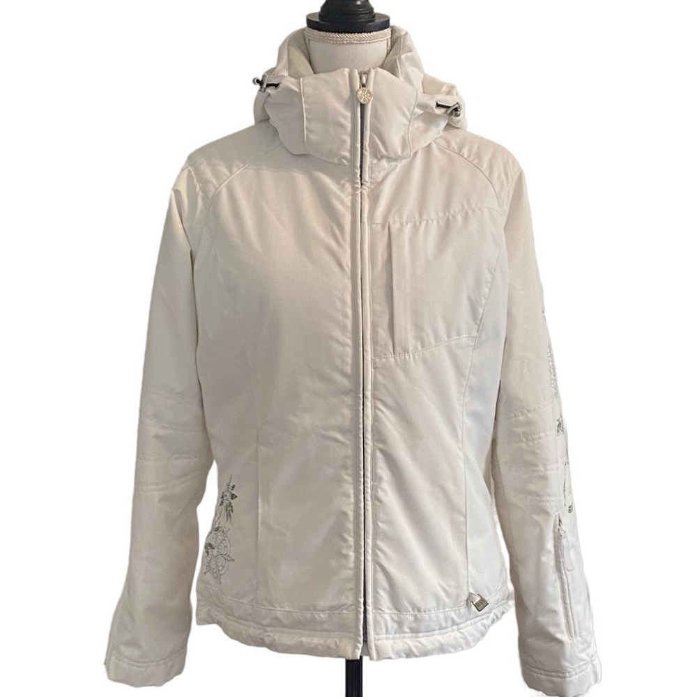 NILS WOMEN’s Cold Weather Snowboarding Skiing Jacket SZ 8 in White & Gray Floral